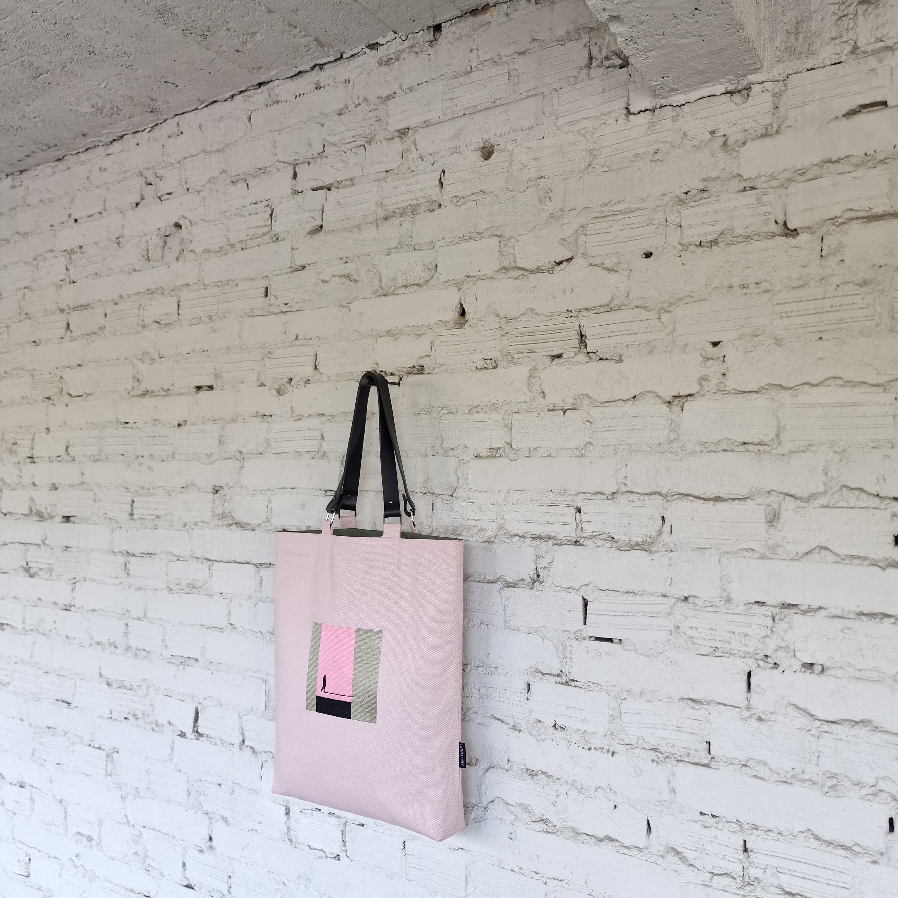 Soft Pink Canvas Tote with Leather Handles