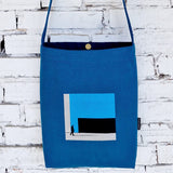 Handmade Blue Cotton Canvas Crossbody Bag - RIMALINUM