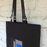 Handmade linen cotton tote with detachable leather straps