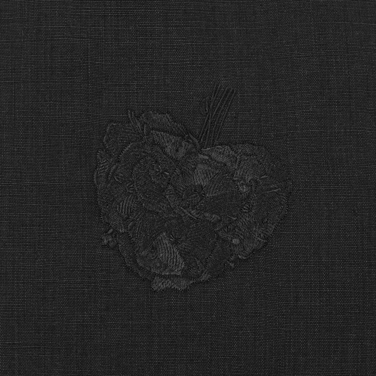 Black Tote Bag Featuring a Matching Black Poppy Flower Embroidered Motif - RIMALINUM