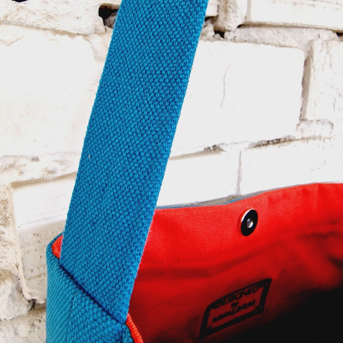 Blue Cotton Canvas Crossbody Bag with "The Path Finder" Embroidery - RIMALINUM