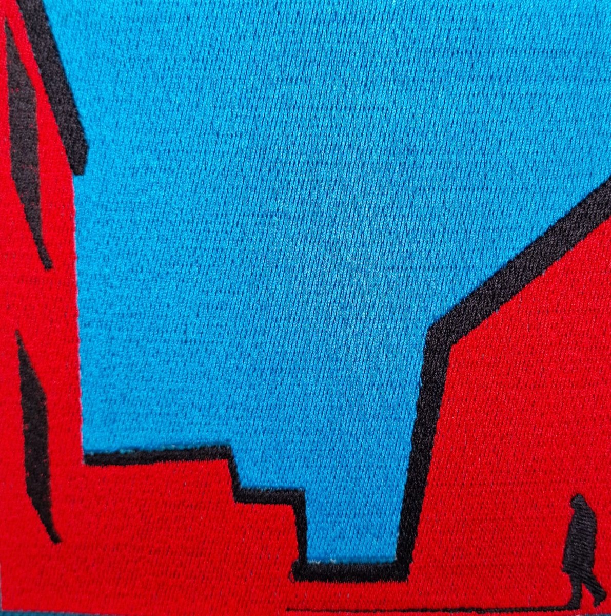 Blue Cotton Canvas Tote Bag with Embroidery and Removable Leather Handles - RIMALINUM