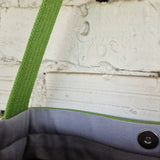 Green Linen and Cotton Canvas Crossbody Bag with Light Grey Lining - RIMALINUM