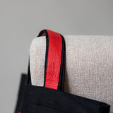 Handmade Black Linen - Cotton Blend Canvas Bag with Red Peony Embroidery - RIMALINUM