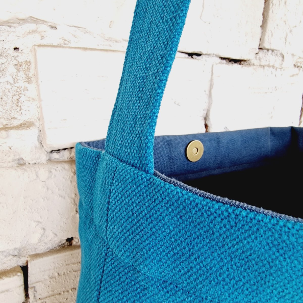 Handmade Blue Cotton Canvas Crossbody Bag - RIMALINUM