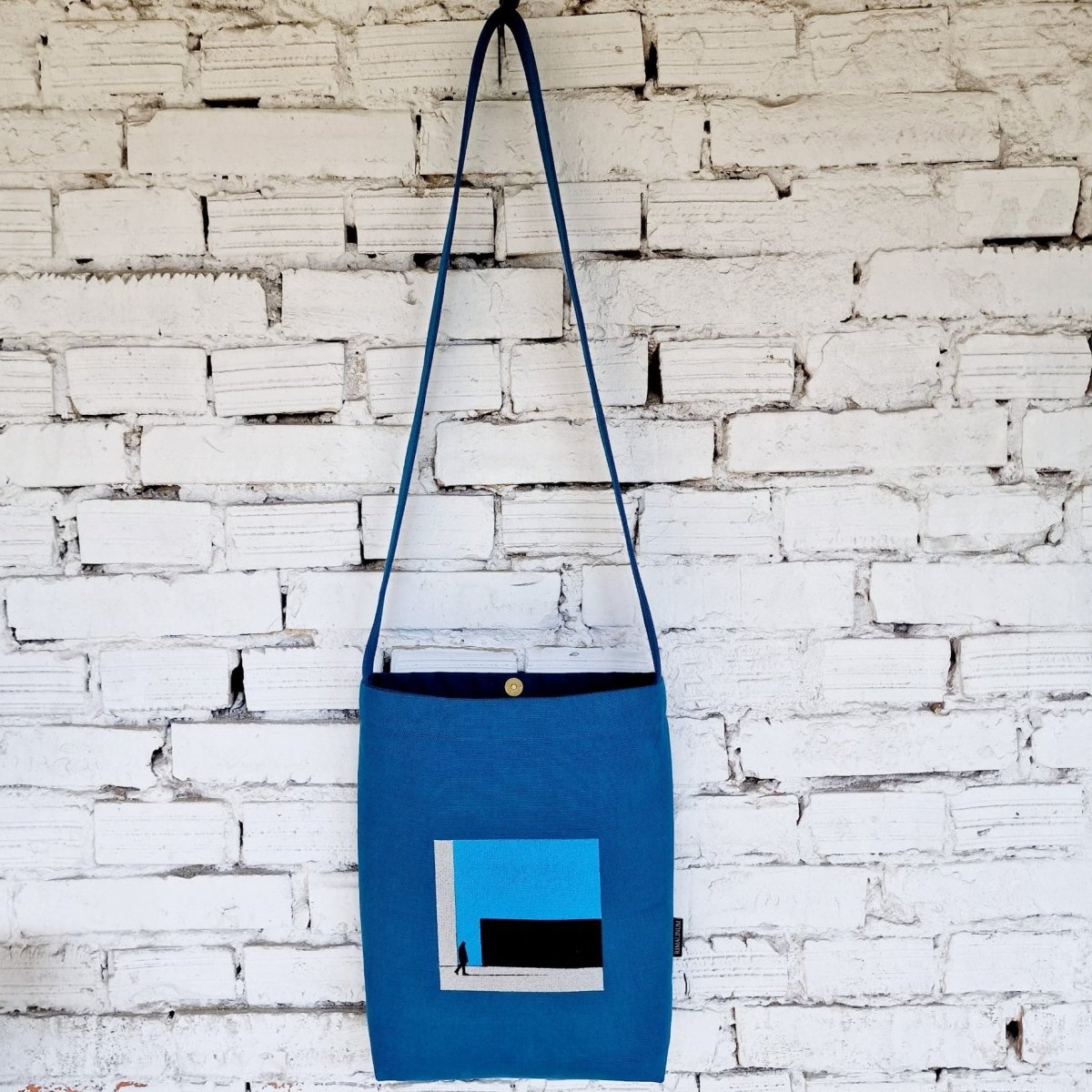 Handmade Blue Cotton Canvas Crossbody Bag - RIMALINUM