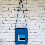 Handmade Blue Cotton Canvas Crossbody Bag - RIMALINUM