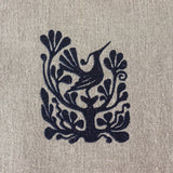 Natural Linen Bag with Lithuanian Folk Art Embroidery and Leather Handles - RIMALINUM