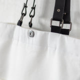 Oversized White Canvas Bag with Anthuriums Ebroidery and Removable Leather Handles - RIMALINUM