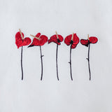 Oversized White Canvas Bag with Anthuriums Ebroidery and Removable Leather Handles - RIMALINUM