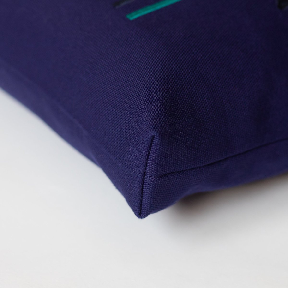 Purple Canvas Tote Bag with Daffodil Embroidery, Double Lining and Interior Pockets - RIMALINUM