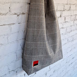 Rimalinum Plaid Hobo Bag – Handmade Fabric Shoulder Bag with Embroidered Accent - RIMALINUM