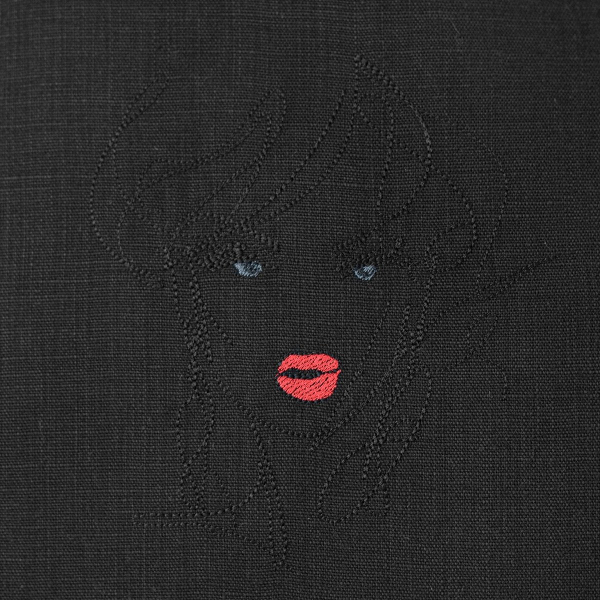 Black Shoulder Tote Bag wih Girl's Face Embroidery | Fashionably Functional - RIMALINUM