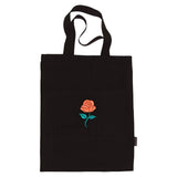 Extra Large Black Linen Tote Bag | 3D Rose Embroidery | Inside Lining with Pocket | Durable Double Layer Bag - RIMALINUM