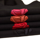 Extra Large Black Linen Tote Bag | 3D Rose Embroidery | Inside Lining with Pocket | Durable Double Layer Bag - RIMALINUM