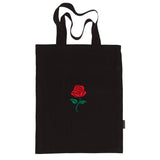 Extra Large Black Linen Tote Bag | 3D Rose Embroidery | Inside Lining with Pocket | Durable Double Layer Bag - RIMALINUM