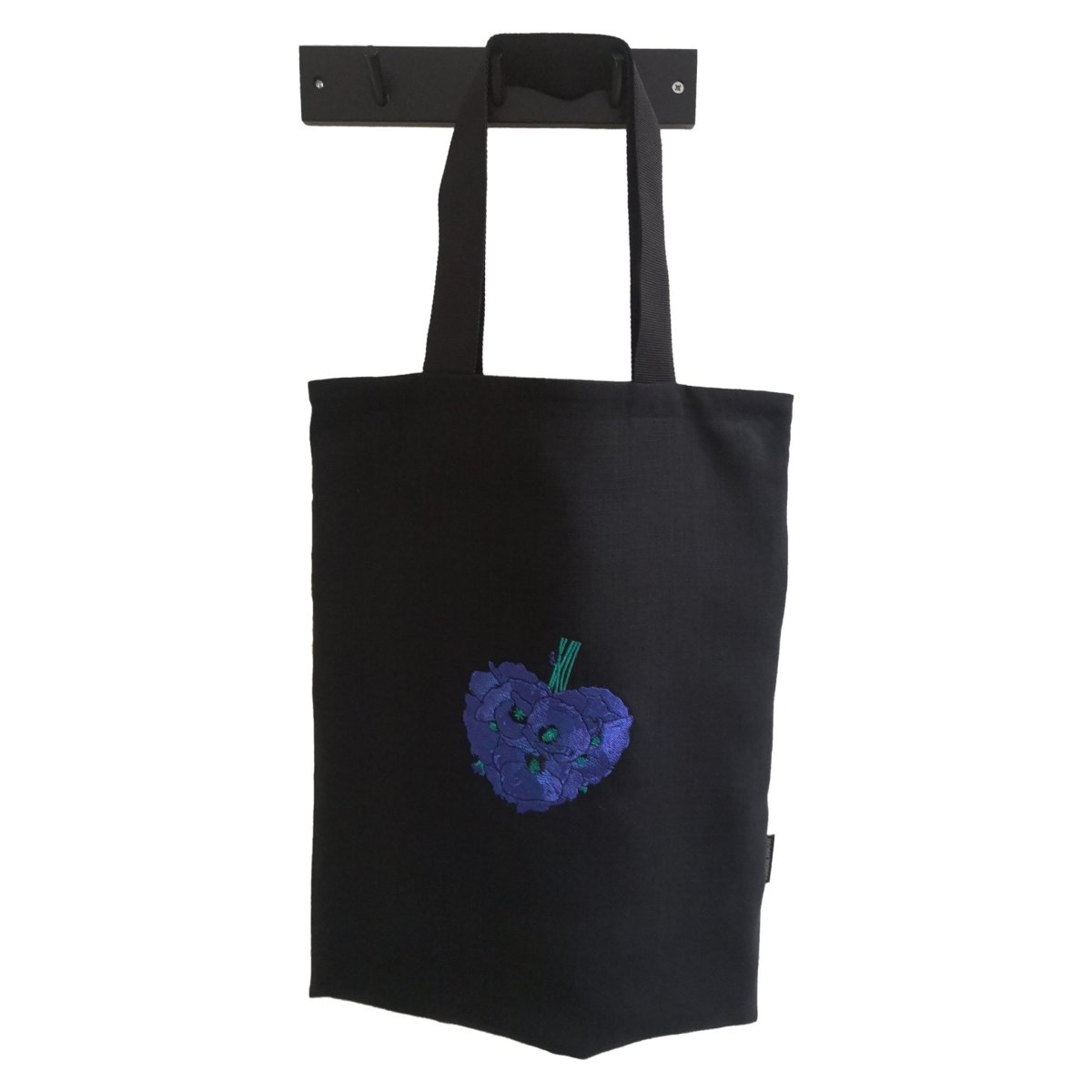 Extra Large Shoulder Bag Blue Poppy Flower Embroidery | Spacious and Durable - RIMALINUM