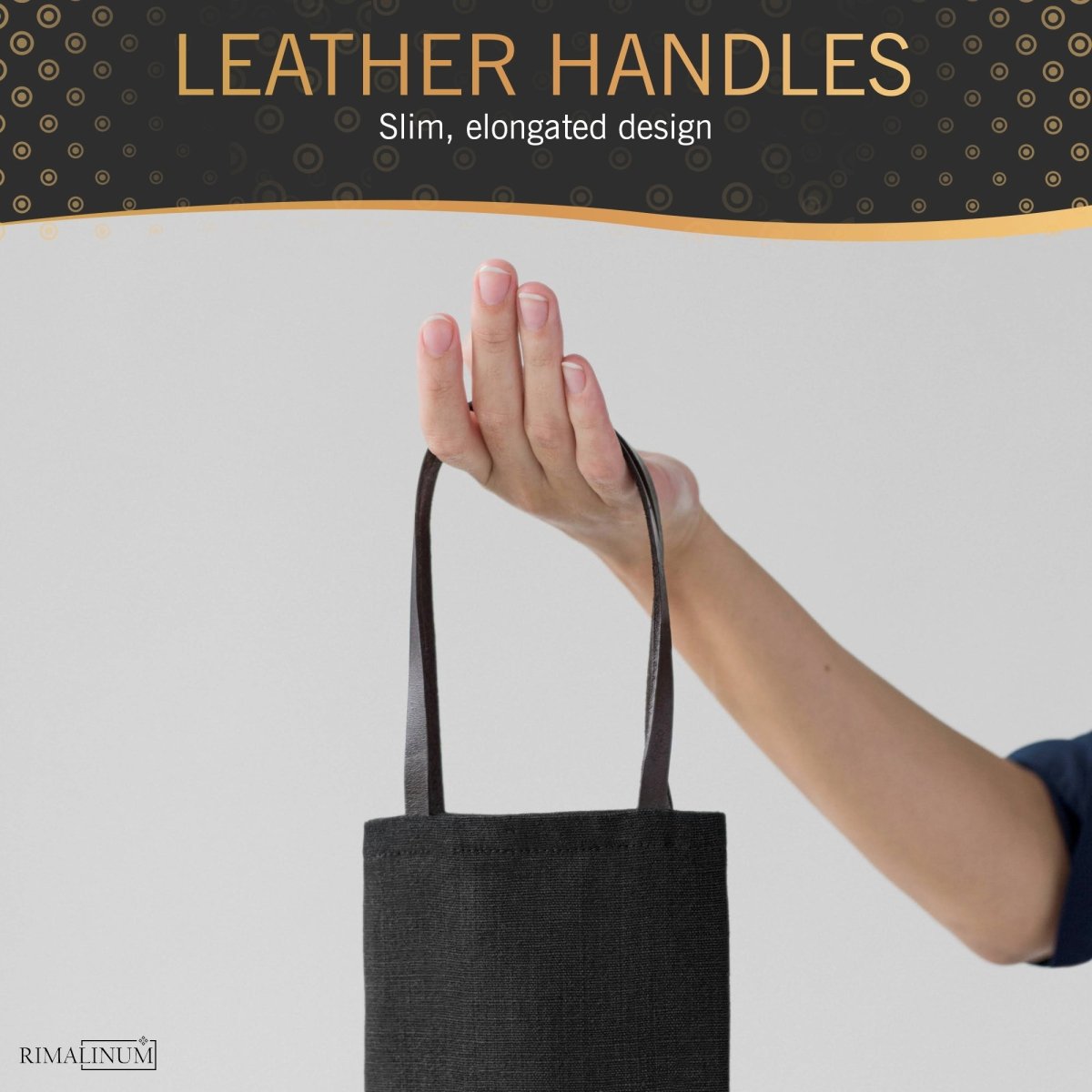 “Happy Day” Embroidered Linen Handbag with Leather Handles | Mini Bags - RIMALINUM