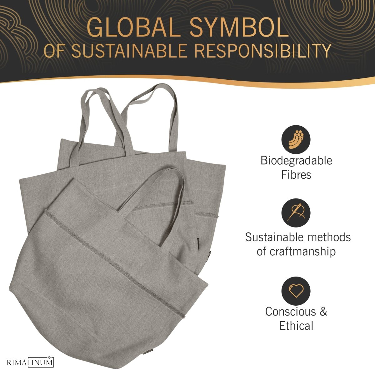 Oversized Linen Tote Bag | Natural Rustic Look | Stylish and Spacious - RIMALINUM