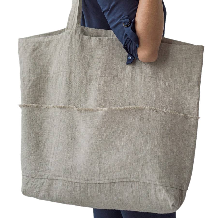 Oversized Linen Tote Bag | Natural Rustic Look | Stylish and Spacious - RIMALINUM