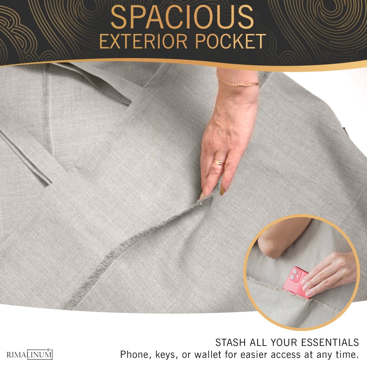 Oversized Linen Tote Bag | Natural Rustic Look | Stylish and Spacious - RIMALINUM