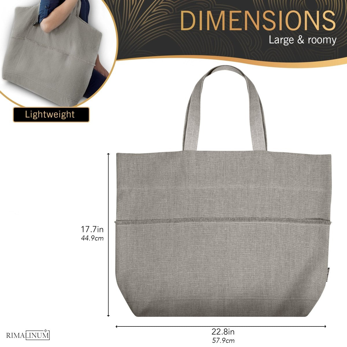Oversized Linen Tote Bag | Natural Rustic Look | Stylish and Spacious - RIMALINUM