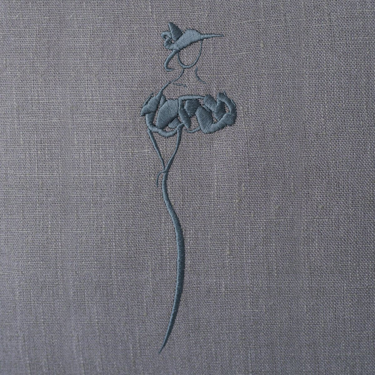 Playful Linen Shoulder Bag embroidered with a Woman's Silhouette | Pink Lining and Inside Pocket - RIMALINUM