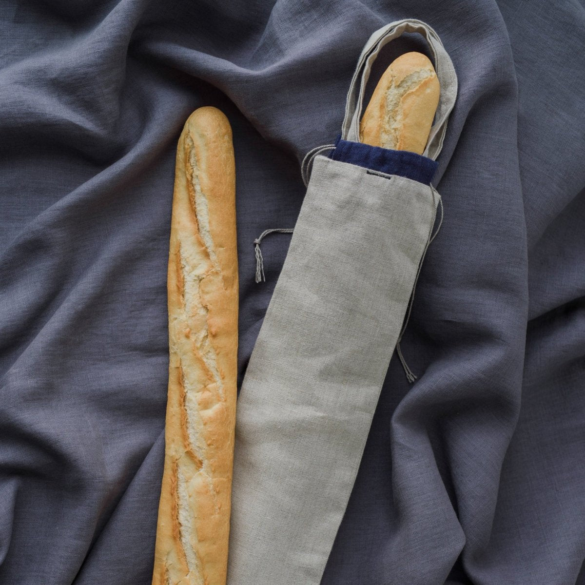 Reusable Linen Single Baguette Carry and Store Bag - RIMALINUM