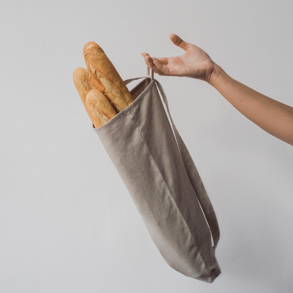Reusable Natural Linen Bread Bag for up to 3 Baguettes - RIMALINUM