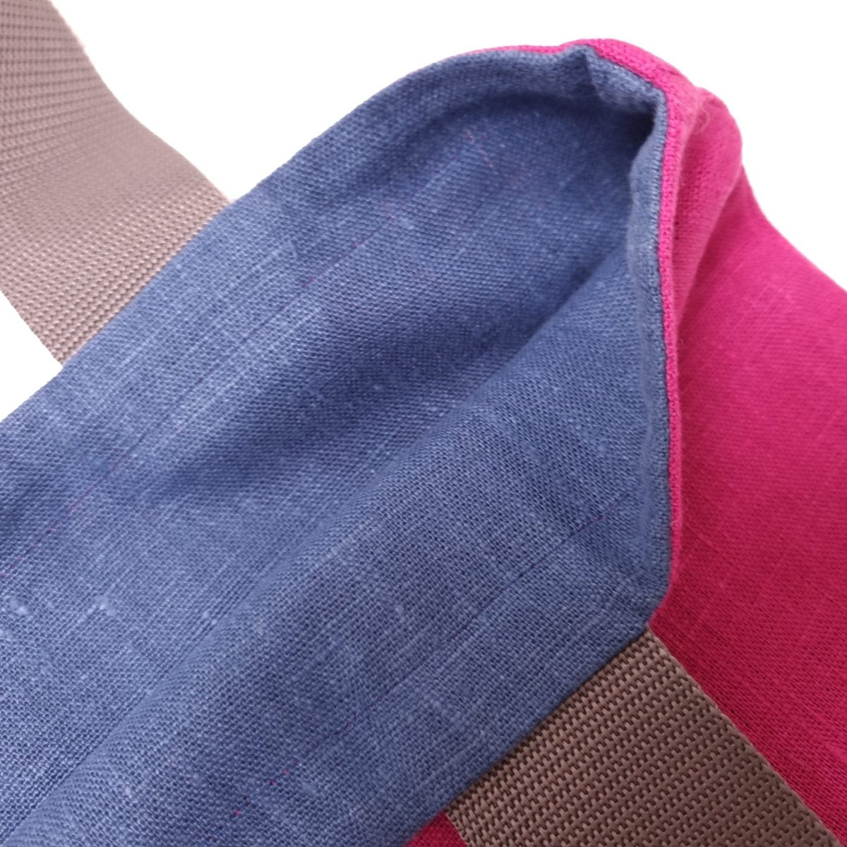 Ruby Pink Linen Tote Bag with Floral Embroidery Design | Perfect Beach, Date or Shopping Bag | Navy Blue Lining with Interior Pocket - RIMALINUM