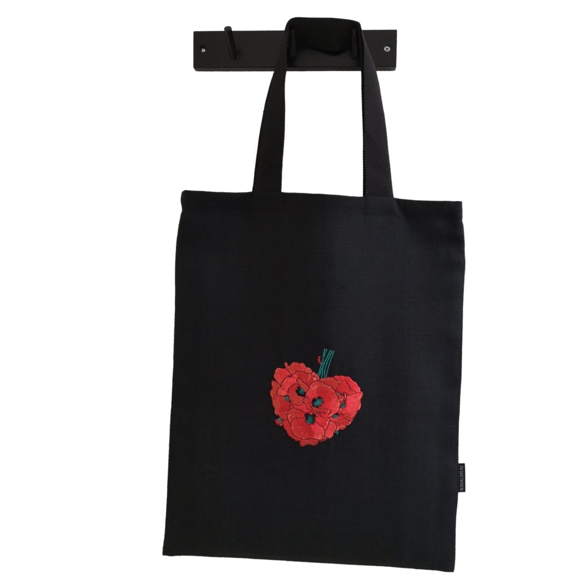 Shoulder Bag Featuring Poppy Flower Embroidered Motif | Durable and Stylish Travel Accessory - RIMALINUM