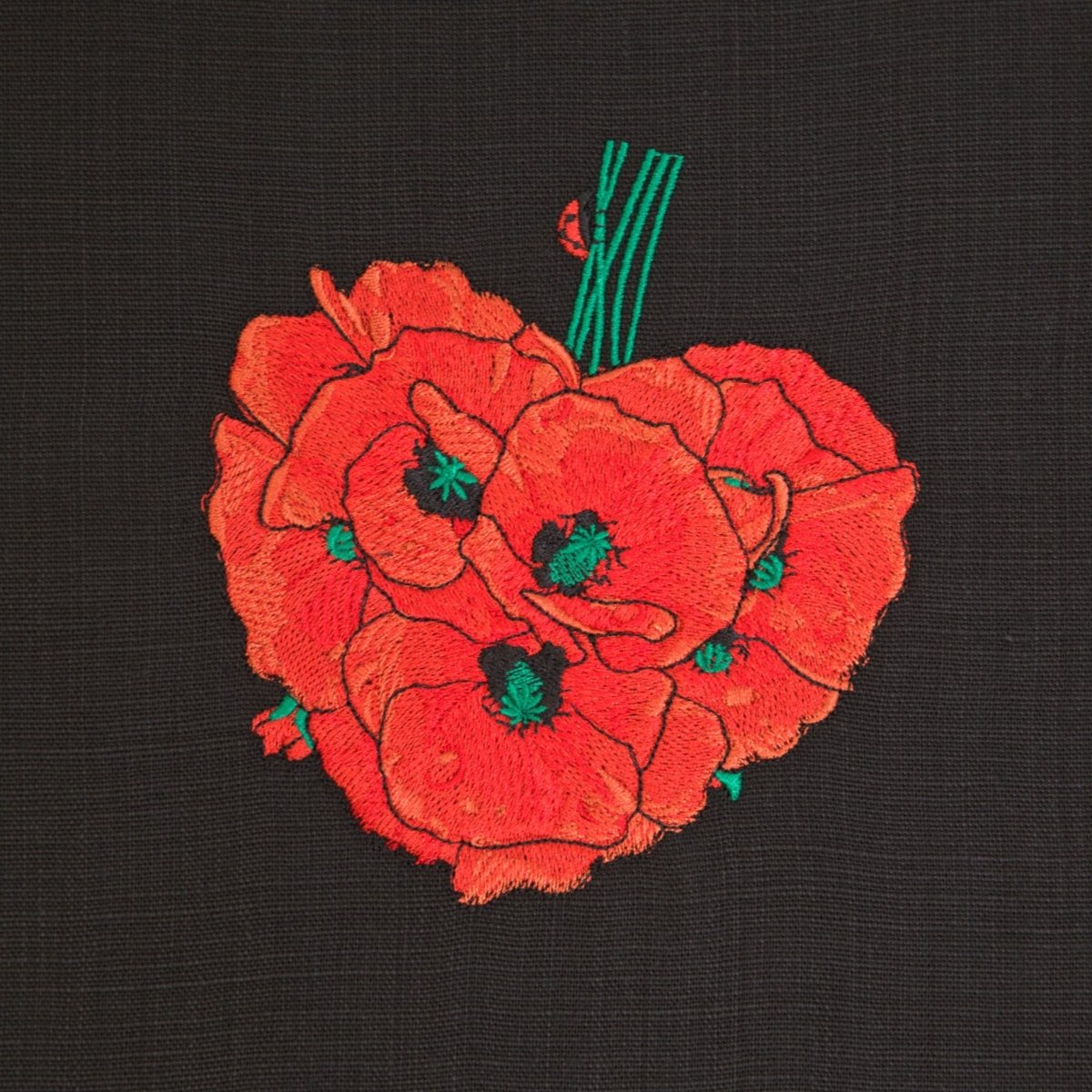 Shoulder Bag Featuring Poppy Flower Embroidered Motif | Durable and Stylish Travel Accessory - RIMALINUM