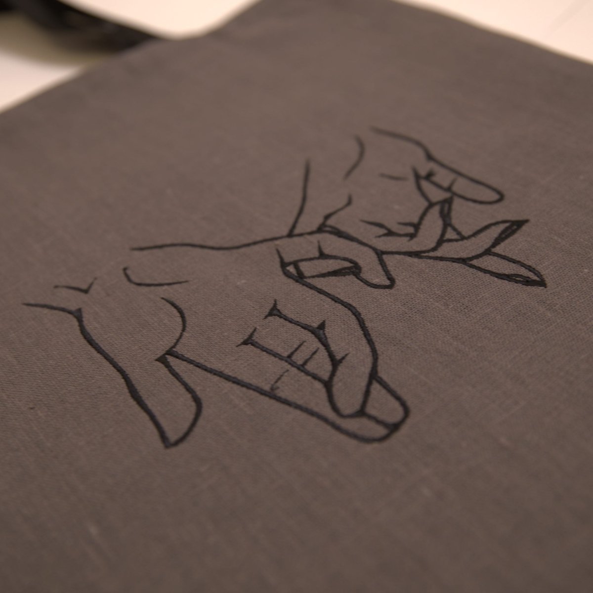 Shoulder Tote Bag with Pinky Promise Embroidery | Double Layer with Lining - RIMALINUM