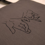 Shoulder Tote Bag with Pinky Promise Embroidery | Double Layer with Lining - RIMALINUM