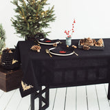 Black Linen Napkin with Red Holly Embroidery | Elegant Christmas Table Decor 2025 | Sets of 2, 4, or 6 - RIMALINUM