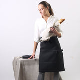 Black Linen Waist Apron with Modern Take on Traditional Style | Two Length Sizes - RIMALINUM