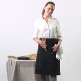Black Linen Waist Apron with Modern Take on Traditional Style | Two Length Sizes - RIMALINUM