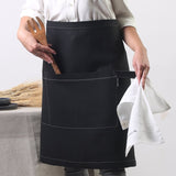 Black Linen Waist Apron with Modern Take on Traditional Style | Two Length Sizes - RIMALINUM