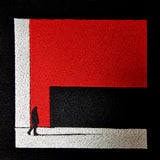 Black Tote Bag with Red Embroidery - The Path Finder, and leather handles - RIMALINUM
