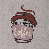 BUT FIRST COFFEE Natural Linen Waist Apron | Handmade Linen Apron For Baristas or Home Use - RIMALINUM