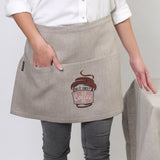 BUT FIRST COFFEE Natural Linen Waist Apron | Handmade Linen Apron For Baristas or Home Use - RIMALINUM