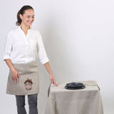 BUT FIRST COFFEE Natural Linen Waist Apron | Handmade Linen Apron For Baristas or Home Use - RIMALINUM