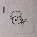 CHEF Natural Linen Waist Apron with Two Pockets - RIMALINUM