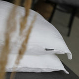 Classic Style Linen Pillowcase "Monika" | White and Grey Natural Linen Pillow Shams - RIMALINUM