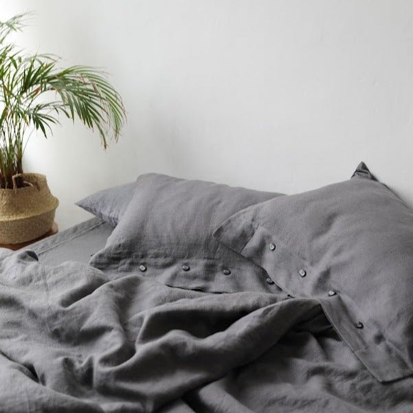 Contemporary Linen Duvet Cover with Button Closure "Beatrice" | Hypoallergenic, Anti - Bacterial And Antistatic - RIMALINUM