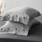 Contemporary Linen Pillowcase With Side Buttons "Beatrice" | Hypoallergenic & Anti - Bacteria - RIMALINUM