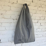 Large Gray Hobo Bag Hanging on Wall – Modern Minimalist Handmade Shoulder Tote