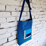 Handmade Blue Cotton Canvas Crossbody Bag - RIMALINUM