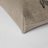 Handmade Natural Linen Bag, Adorned with Embroidered Lotus Flower and Leather Handles - RIMALINUM