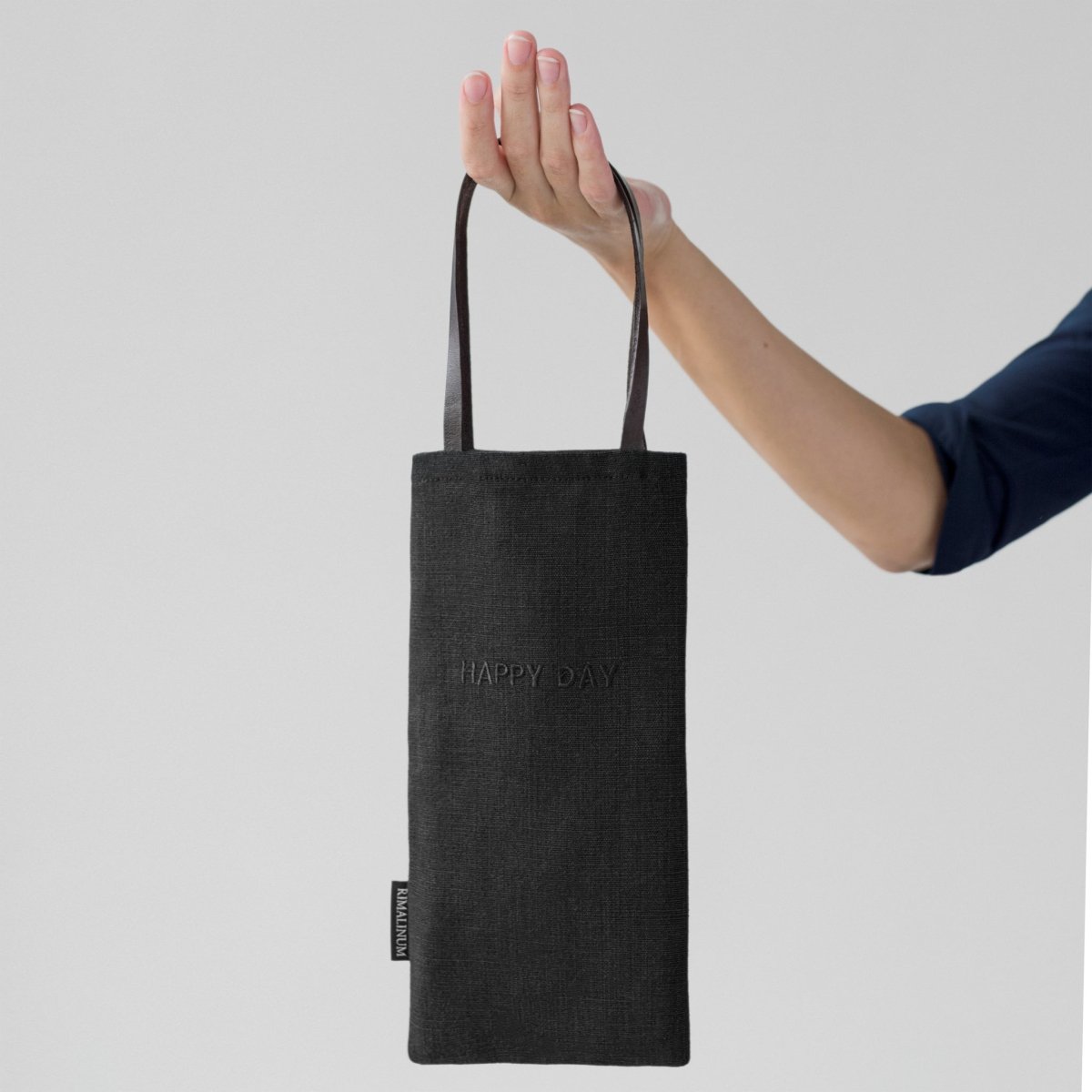 “Happy Day” Embroidered Linen Handbag with Leather Handles | Mini Bags - RIMALINUM